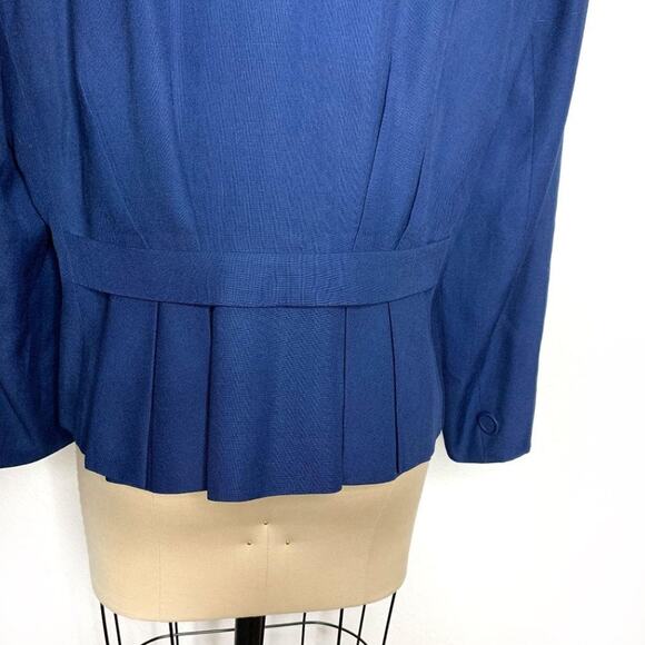 Vintage 70s/80s Christian Dior Pleated Back Wool Suit Blazer Medium/Large Navy - Picture 8 of 15